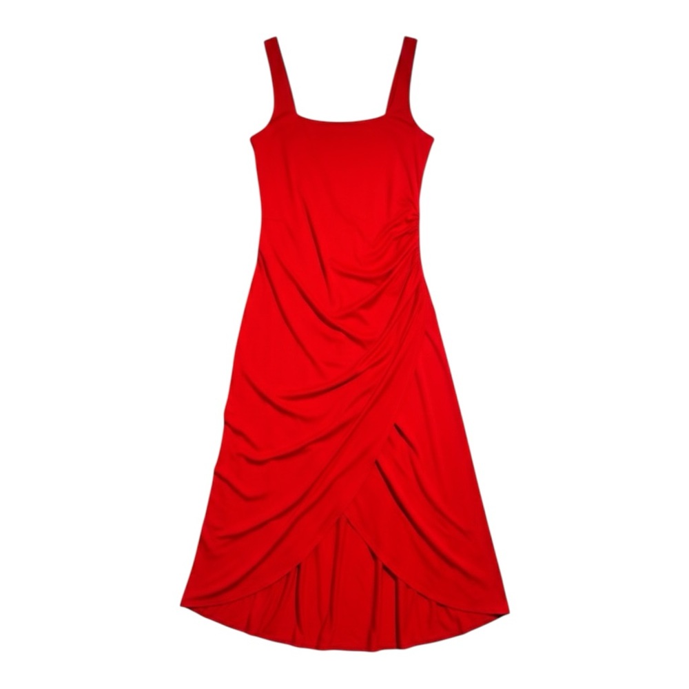 Elegant Red Sleeveless Dress A symmetrical